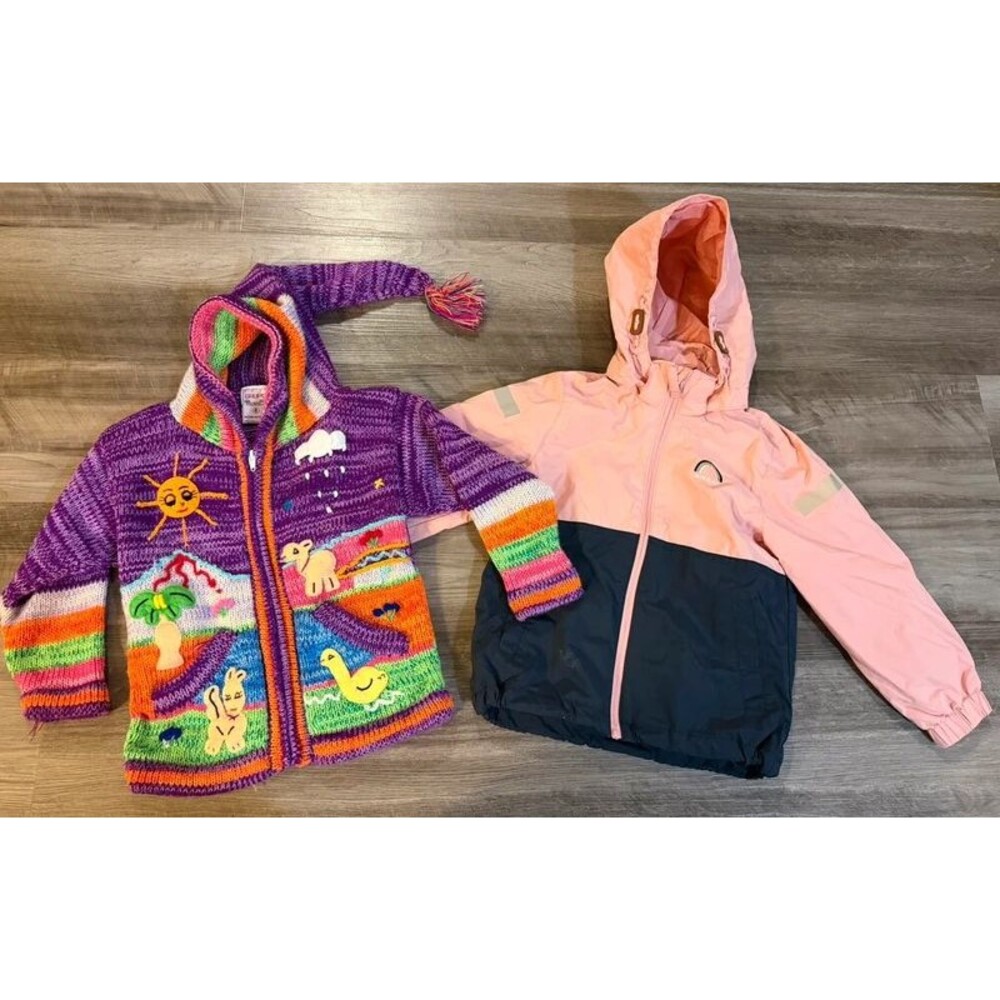 Lot of 2 coat Handmade kids Sweater Hoodie size 5T